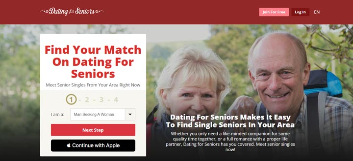 Dating for Seniors Review Homepage