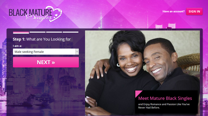 Black Mature Singles printscreen homepage