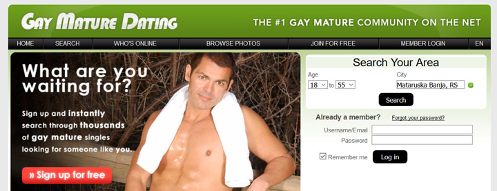 Gay Mature Dating printscreen homepage