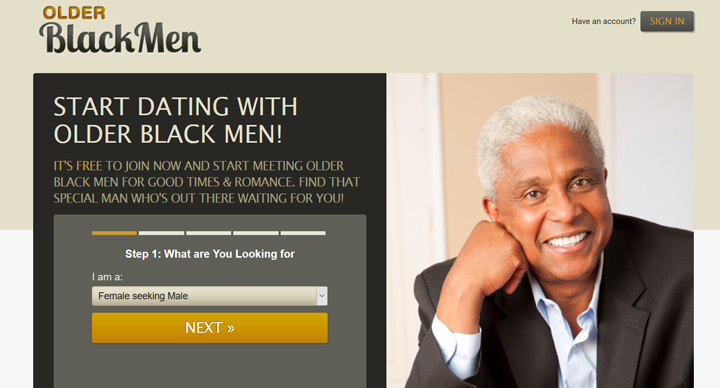 Older Black Men printscreen homepage