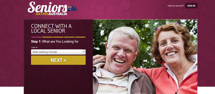 Seniors Dating Australia printscreen homepage
